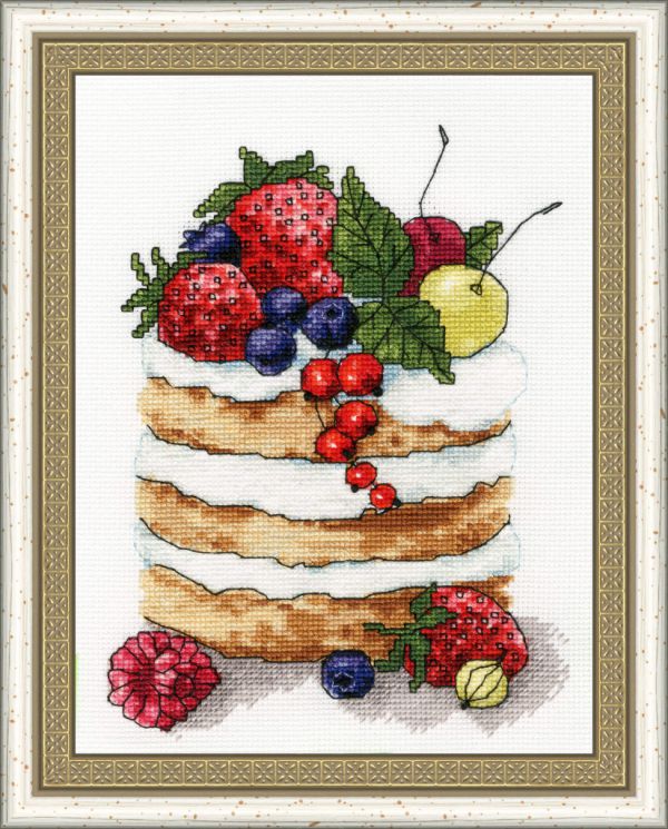 М-007 Набор для вышивания Золотое Руно "Ягодное пирожное"