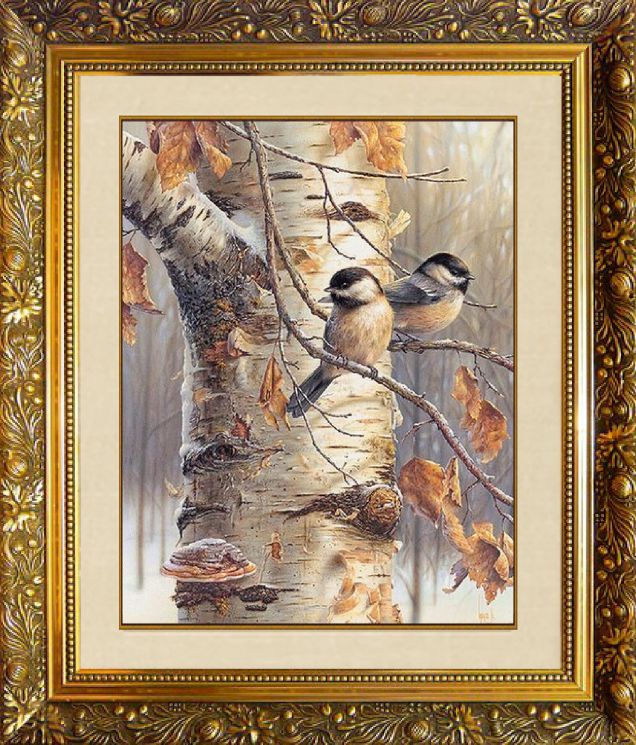  Алмазная мозаика МИЛАТО "Синички на березе" F-136