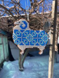 С006-06 Набор для вышивания "Барашек белый с васильковым"  8,5х8