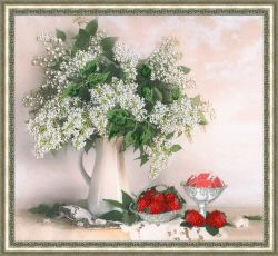 РТ-013 Набор для вышивания Золотое Руно "Белая сирень"