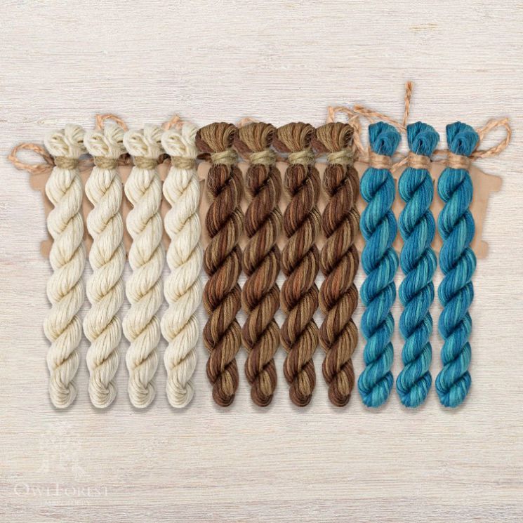 Набор ниток OwlForest для схем «Индейские мотивы» (ПНК) 3 цвета «Черепаха» 28 каунт в 3 нити НМул-ИМЧ170-2283-3 