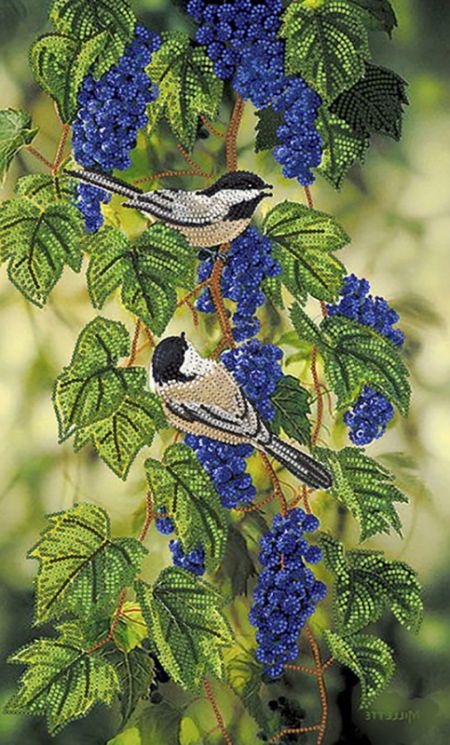 КБ-242 Схема для вышивания бисером ТМ Наследие "Птички на винограде"