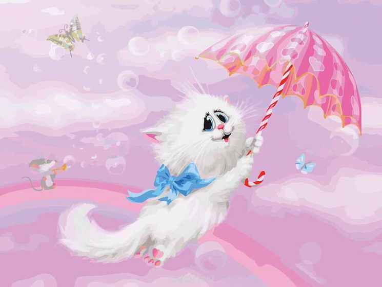 Картина по номерам Paintboy "Белая кошечка" GX9041