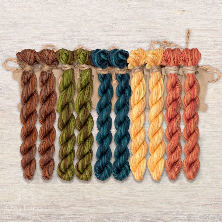 Набор ниток OwlForest для схем «Индейские мотивы» (ПНК) 5 цветов «Ящерицы» 28 каунт в 2 нити НМул-ИМЯ171-2282-5 