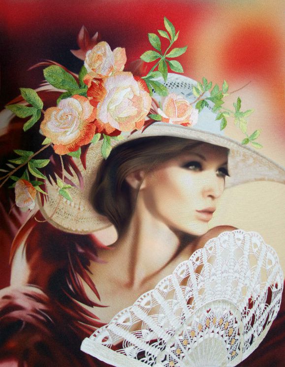 Набор для вышивания гладью РИСУЕМ ИГЛОЙ "Незнакомка" N0044