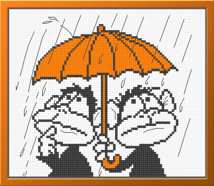 Набор для вышивания крестом ОВЕН "Обезьянки под зонтом" 809