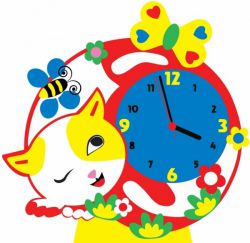 CL015 "Котик" - часы - набор для творчества из Фоамирана