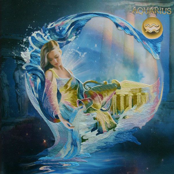 Набор для вышивания гладью РИСУЕМ ИГЛОЙ "ВОДОЛЕЙ-знак зодиака" N0051