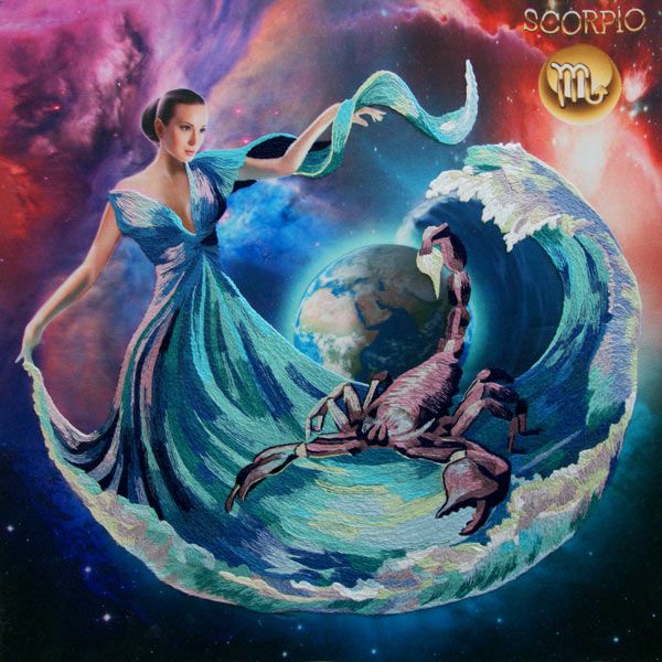 Набор для вышивания гладью РИСУЕМ ИГЛОЙ "СКОРПИОН-знак зодиака" N0052