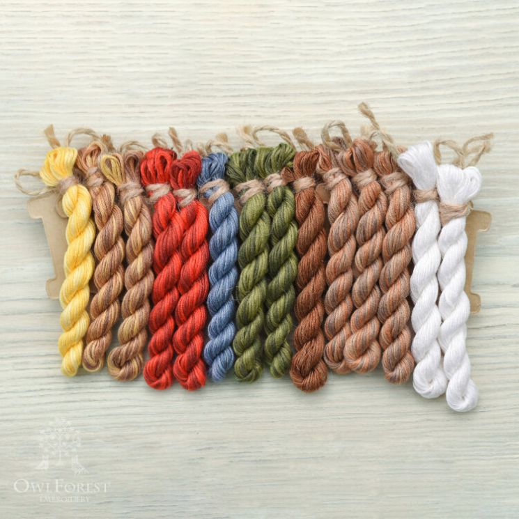 НМул-Чай-2282 Набор ниток OwlForest для схемы «Чайный семплер» (ПНК) 28 каунт в 2 нити