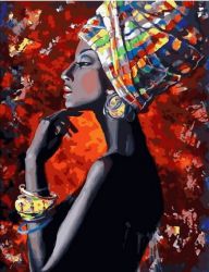 MCA1368 Картина по номерам  "Профиль афроамериканки", 40х50 см