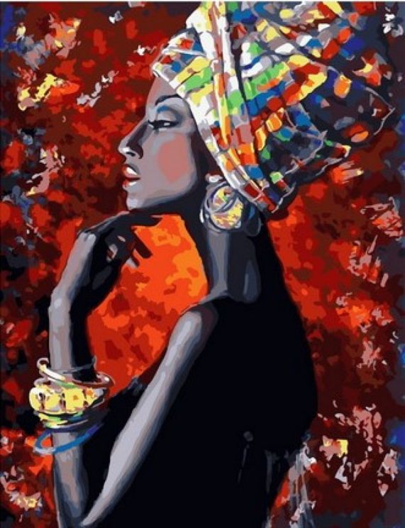 MCA1368 Картина по номерам  "Профиль афроамериканки", 40х50 см