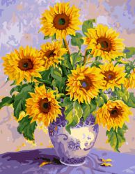 GX7689 Картина по номерам Paintboy "Подсолнухи в голубой вазе" 