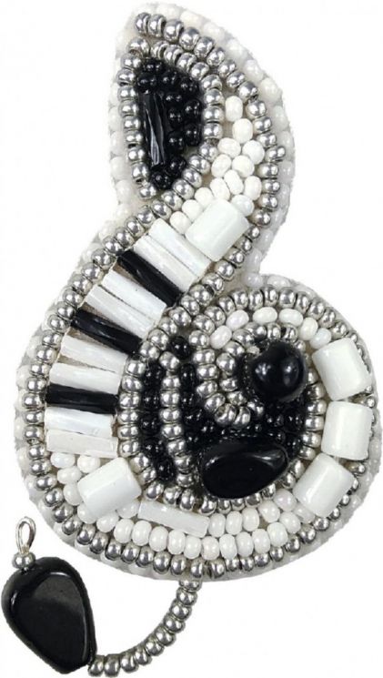 202-БП Набор для изготовления броши БП-202 "Вечерний дождик"(скрипичный ключ) брошь 4,0х7,5см.