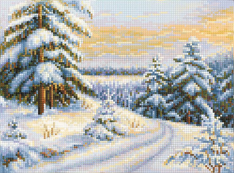 БСА3-142 Алмазная мозаика ТМ Наследие "Дорога по зимнему лесу"