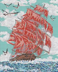 НКБ-042 Набор для вышивания бисером ТМ Наследие "Алые паруса"