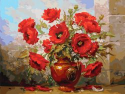 145-AS Картина по номерам Белоснежка "Маки"