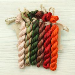 НМул-РяБ-2362 Набор ниток OwlForest для схемы «Рябиновые бусы» (ПНК) 36 каунт в 2 нити, 40 каунт в 1 нить