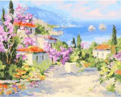 МСА207 (GX27805) Картина по номерам Paintboy "Цветущий городок у моря" 