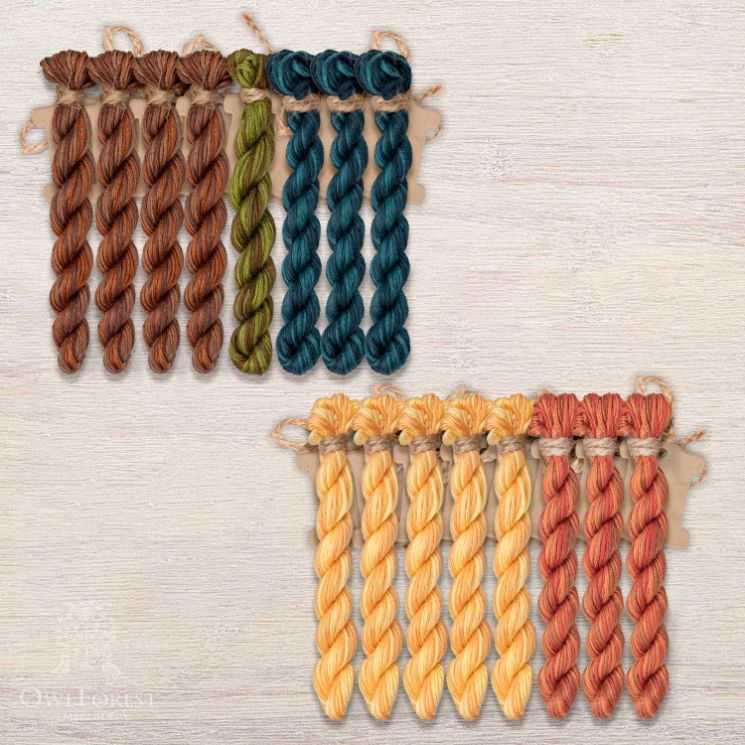 Набор ниток OwlForest для схем «Индейские мотивы» (ПНК) 5 цветов «Пирамида» 28 каунт в 3 нити НМул-ИМП167-2283-5 