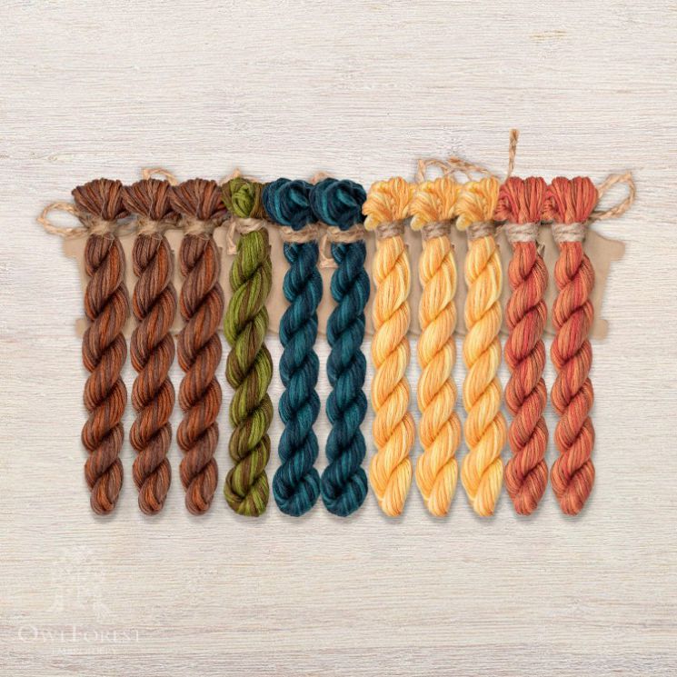 Набор ниток OwlForest для схем «Индейские мотивы» (ПНК) 5 цветов «Пирамида» 32 каунт в 2 нити НМул-ИМП167-2322-5 