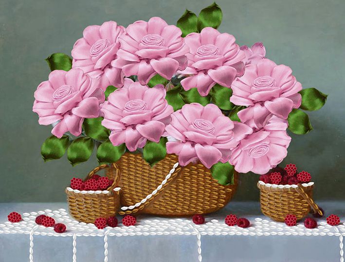 НЛ4-014 Набор для вышивания лентами ТМ Наследие "Ягодно-цветочное настроение"