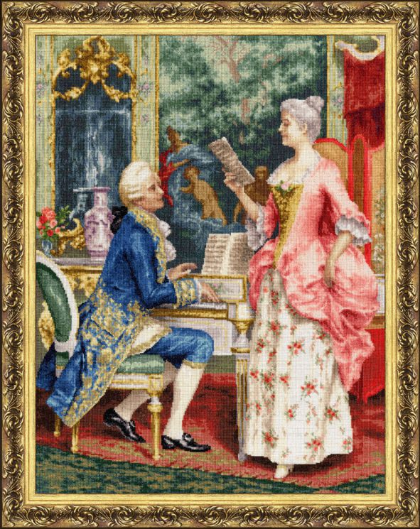 МК-034 Набор для вышивания Золотое Руно "Урок пения" по картине А. Риччи