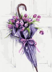 ME1083 Картина по номерам Цветной (Premium) «Цветочный зонт»